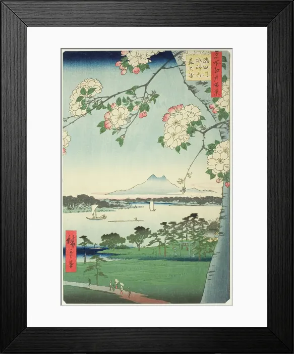 Framed Print : Suijin Shrine and Massaki on the Sumida River (Sumidagawa Suijin no mori Massaki), from th... 1856. Creator: Ando Hiroshige Framed Print : Suijin Shrine and Massaki on the Sumida River (Sumidagawa Suijin no mori Massaki), from th... 1856. Creator: Ando Hiroshige