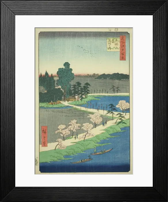 Framed Print : The Entwined Camphor Trees at Azuma Shrine (Azuma no mori Renri no azusa), from the series... 1856. Creator: Ando Hiroshige Framed Print : The Entwined Camphor Trees at Azuma Shrine (Azuma no mori Renri no azusa), from the series... 1856. Creator: Ando Hiroshige