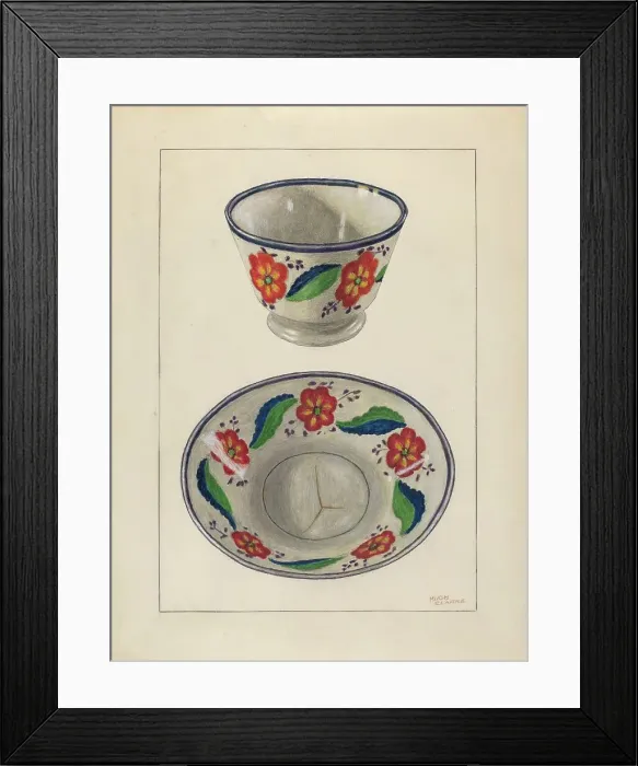 Framed Print : Cup and Saucer, c. 1936. Creator: Hugh Clarke Framed Print : Cup and Saucer, c. 1936. Creator: Hugh Clarke