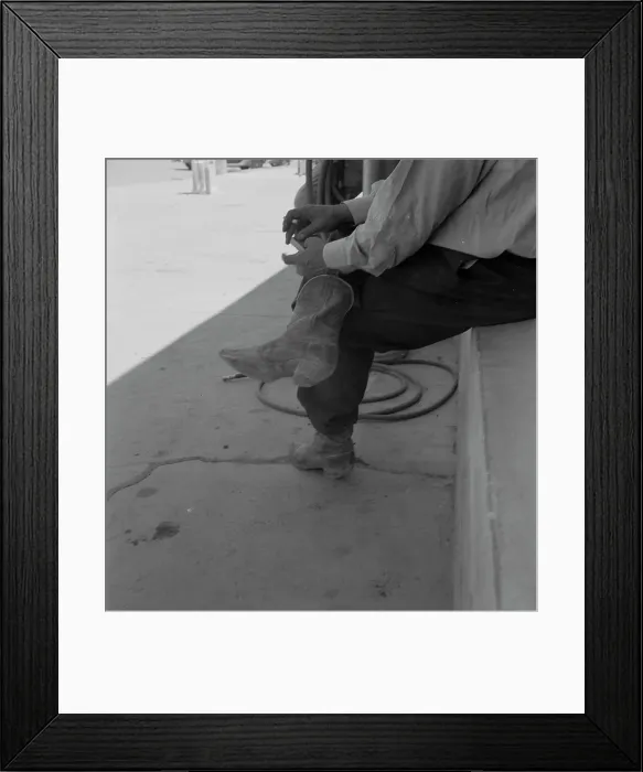 Framed Print : A Texas cattleman is distinguished by the type of boot he wears, Van Horn, Texas, 1937. Creator: Dorothea Lange Framed Print : A Texas cattleman is distinguished by the type of boot he wears, Van Horn, Texas, 1937. Creator: Dorothea Lange