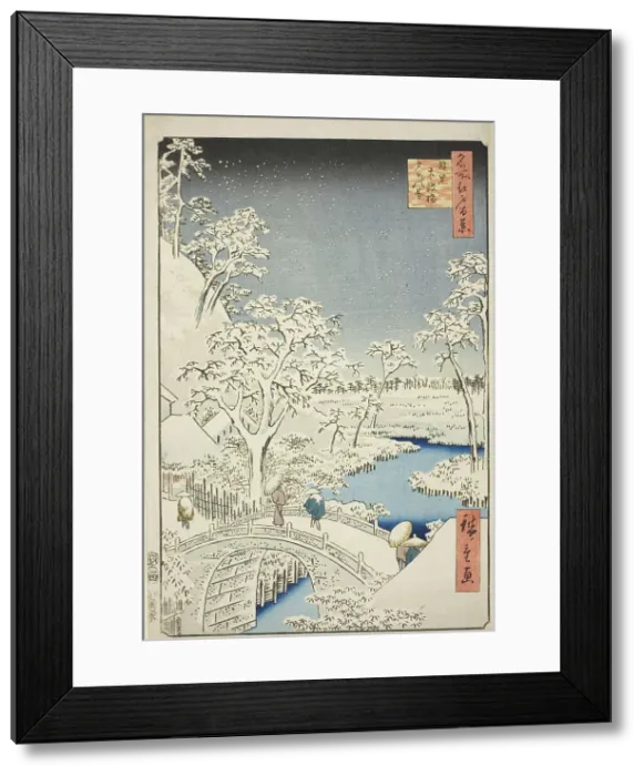 Framed Print : Drum Bridge and Yuhi Hill at Meguro (Meguro Taikobashi Yuhi-no-oka), from the series... 1857. Creator: Ando Hiroshige Framed Print : Drum Bridge and Yuhi Hill at Meguro (Meguro Taikobashi Yuhi-no-oka), from the series... 1857. Creator: Ando Hiroshige