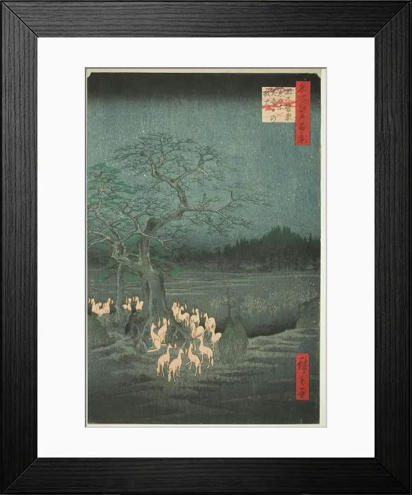 Framed Print : New Year's Eve Fox Fires at the Changing Tree (Oji shozoku enoki omisoka no kitsunebi), fr... 1857. Creator: Ando Hiroshige Framed Print : New Year's Eve Fox Fires at the Changing Tree (Oji shozoku enoki omisoka no kitsunebi), fr... 1857. Creator: Ando Hiroshige