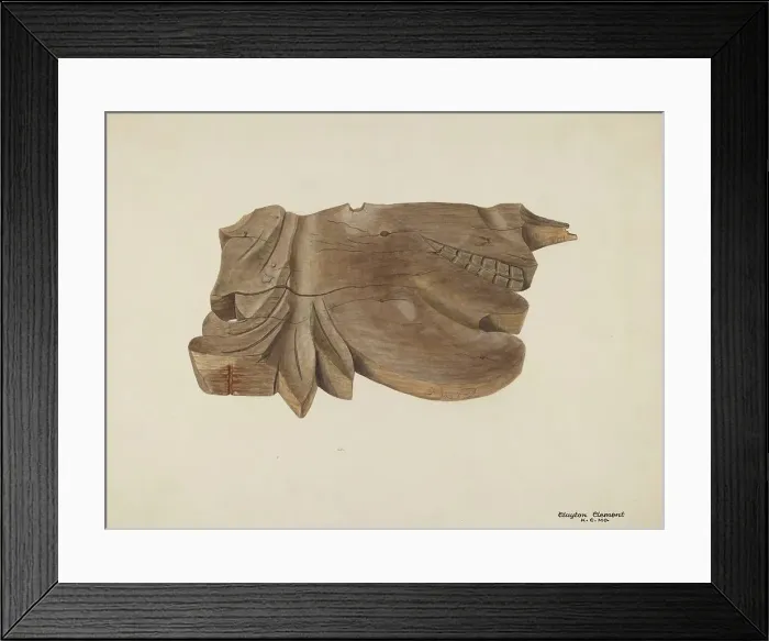 Framed Print : Wood Carving, c. 1943. Creator: Clements Clayton Framed Print : Wood Carving, c. 1943. Creator: Clements Clayton