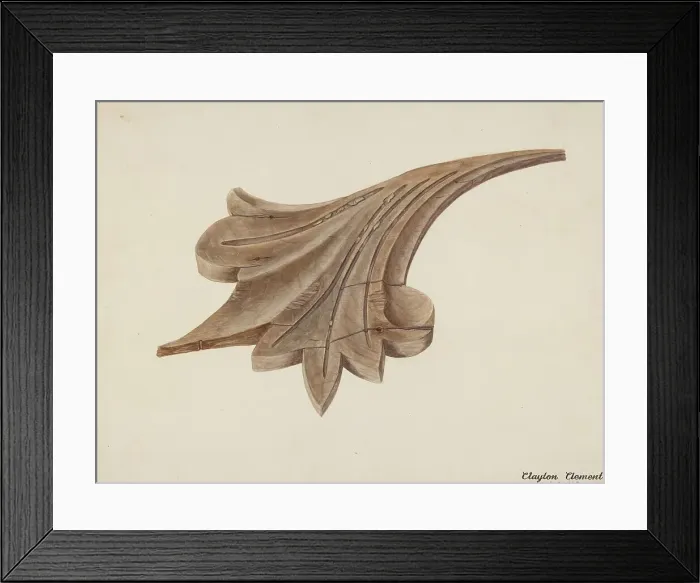 Framed Print : Wood Carving - Scroll, c. 1939. Creator: Clements Clayton Framed Print : Wood Carving - Scroll, c. 1939. Creator: Clements Clayton