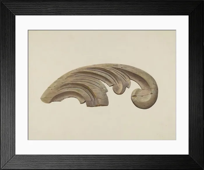 Framed Print : Wood Carving - Scroll, c. 1939. Creator: Clements Clayton Framed Print : Wood Carving - Scroll, c. 1939. Creator: Clements Clayton