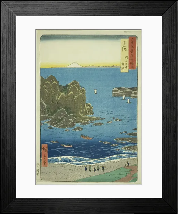 Framed Print : Shimosa Province: The Outer Bay at Choshi Beach (Shimosa, Choshi no hama Toura), from the... 1853. Creator: Ando Hiroshige Framed Print : Shimosa Province: The Outer Bay at Choshi Beach (Shimosa, Choshi no hama Toura), from the... 1853. Creator: Ando Hiroshige