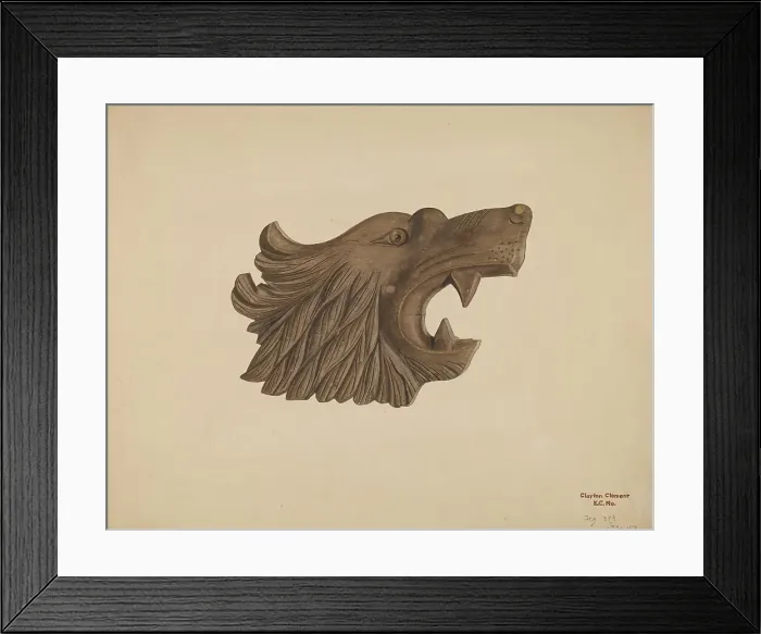 Framed Print : Lion Head, c. 1939. Creator: Clements Clayton Framed Print : Lion Head, c. 1939. Creator: Clements Clayton