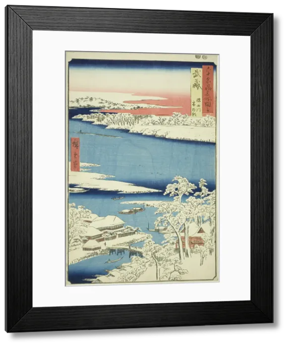 Framed Print : Musashi Province: Morning after Snow on the Sumida River (Musashi, Sumidagawa yuki no ashi... 1853. Creator: Ando Hiroshige) Framed Print : Musashi Province: Morning after Snow on the Sumida River (Musashi, Sumidagawa yuki no ashi... 1853. Creator: Ando Hiroshige)