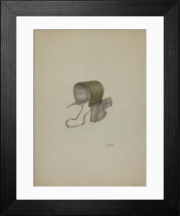 Framed Print : Doll's Straw Bonnet, c. 1939. Creator: Orville Cline Framed Print : Doll's Straw Bonnet, c. 1939. Creator: Orville Cline