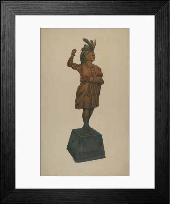 Framed Print : Cigar Store Indian, c. 1938. Creator: Orville Cline Framed Print : Cigar Store Indian, c. 1938. Creator: Orville Cline