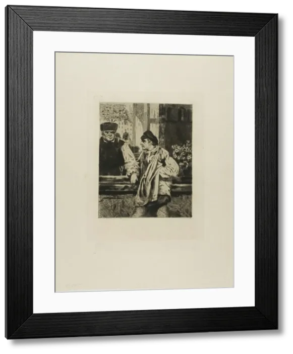 Framed Print : Plate from l'Assommoir (man leaning on bar), 1878. Creator: Gaston la Touche Framed Print : Plate from l'Assommoir (man leaning on bar), 1878. Creator: Gaston la Touche