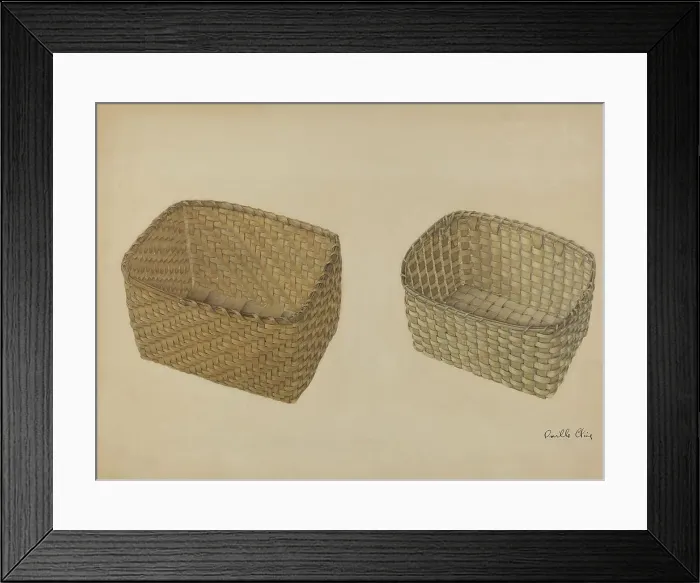 Framed Print : Shaker Baskets, c. 1937. Creator: Orville Cline Framed Print : Shaker Baskets, c. 1937. Creator: Orville Cline