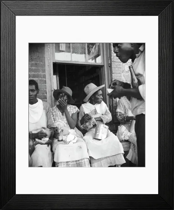 Framed Print : Lunchtime for the peach pickers, Muscella, Georgia, 1936. Creator: Dorothea Lange Framed Print : Lunchtime for the peach pickers, Muscella, Georgia, 1936. Creator: Dorothea Lange