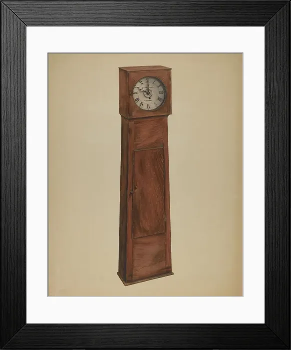 Framed Print : Shaker Grandmother Clock, 1935 / 1942. Creator: Orville Cline Framed Print : Shaker Grandmother Clock, 1935 / 1942. Creator: Orville Cline