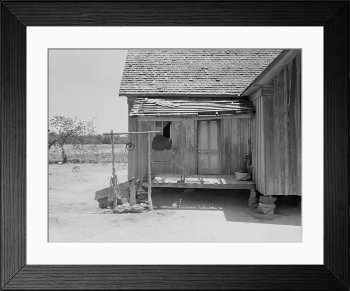 Framed Print : Home of tenant farmer near Newport, Oklahoma, 1937. Creator: Dorothea Lange Framed Print : Home of tenant farmer near Newport, Oklahoma, 1937. Creator: Dorothea Lange