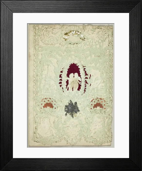 Framed Print : Untitled Valentine (Two Putti in a Wreath), 1850 / 59. Creator: Esther Howland Framed Print : Untitled Valentine (Two Putti in a Wreath), 1850 / 59. Creator: Esther Howland