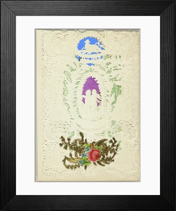 Framed Print : Untitled Valentine (Two Putti in a Wreath), 1850 / 59. Creator: Esther Howland Framed Print : Untitled Valentine (Two Putti in a Wreath), 1850 / 59. Creator: Esther Howland