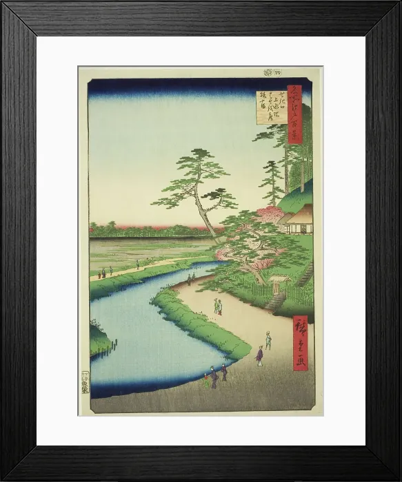 Framed Print : Basho's Hut on Camellia Hill Beside the Aquaduct at Sekiguchi (Sekiguchi josui-bata... 1857. Creator: Ando Hiroshige) Framed Print : Basho's Hut on Camellia Hill Beside the Aquaduct at Sekiguchi (Sekiguchi josui-bata... 1857. Creator: Ando Hiroshige)