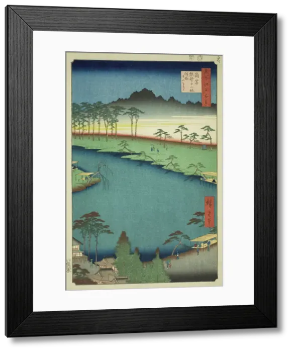 Framed Print : Kumano Junisha Shrine in Tsunohazu, Popularly Known as Juniso (Tsunohazu Kumano Junisha, z... 1856. Creator: Ando Hiroshige)