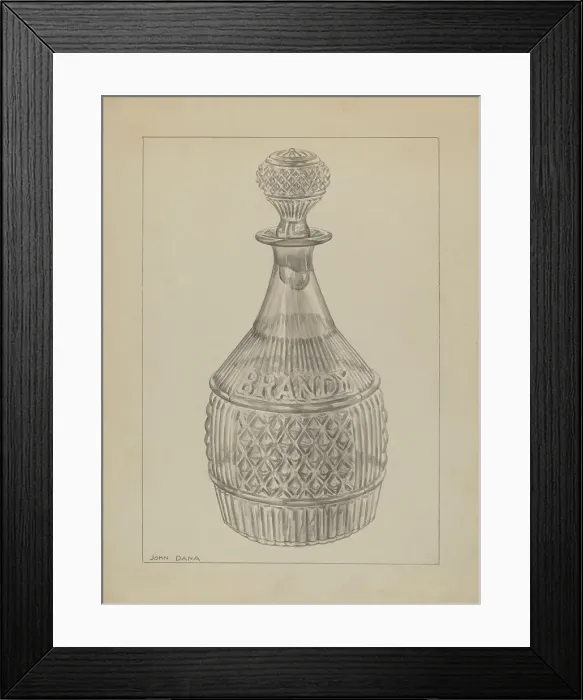 Framed Print : Decanter, c. 1937. Creator: John Dana