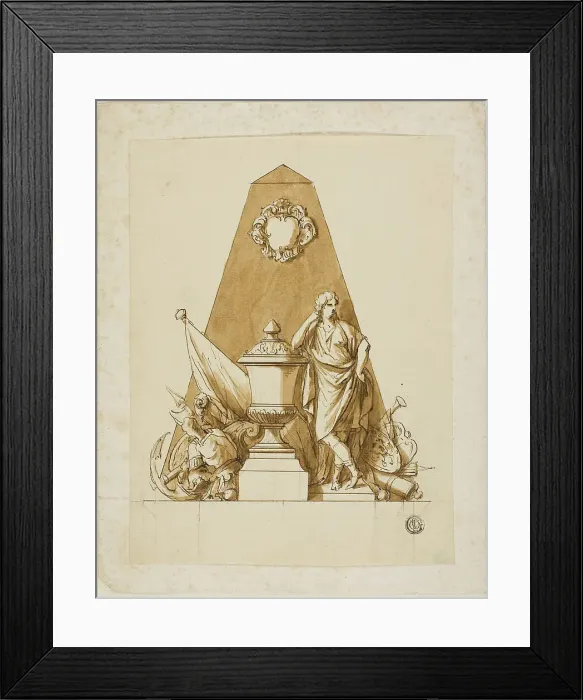 Framed Print : Unexecuted Design for the Monument to the First Duke of Marlborough, c. 1733. Creators: John Michael Rysbrack, Sir James Thornhill Framed Print : Unexecuted Design for the Monument to the First Duke of Marlborough, c. 1733. Creators: John Michael Rysbrack, Sir James Thornhill