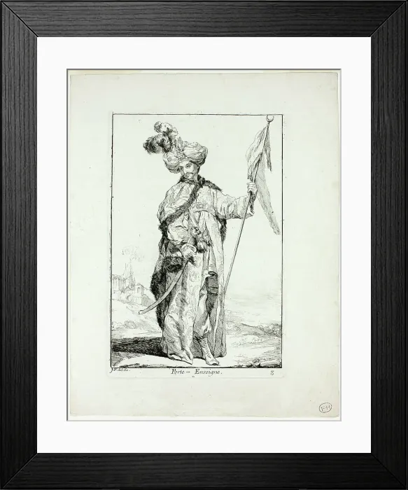 Framed Print : Porte-Enseigne, plate three from Caravanne du Sultan à la Mecque, 1748. Creator: Joseph-Marie Vien the Elder Framed Print : Porte-Enseigne, plate three from Caravanne du Sultan à la Mecque, 1748. Creator: Joseph-Marie Vien the Elder