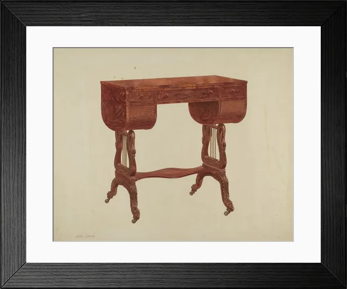 Framed Print : Work Table, c. 1939. Creator: John Dana Framed Print : Work Table, c. 1939. Creator: John Dana
