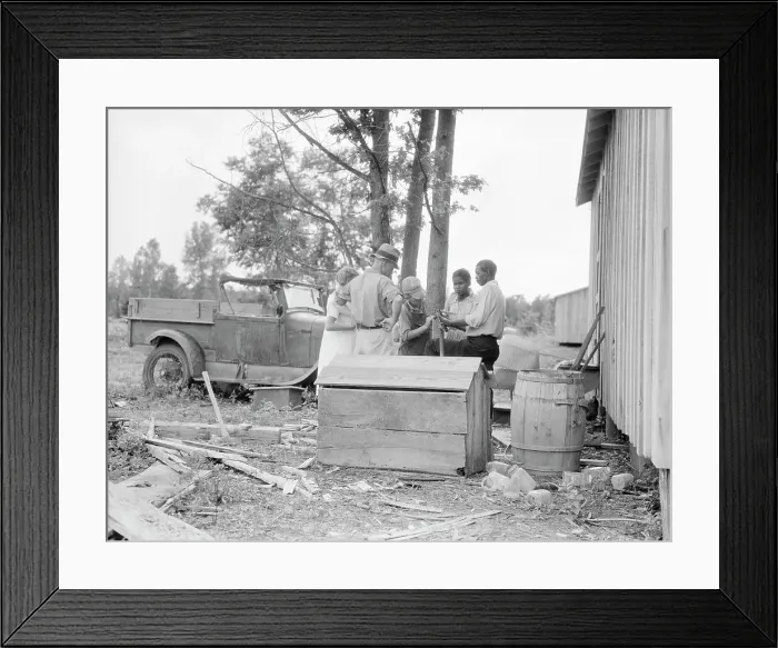Framed Print : White and blacks solve problems together, Sherwood Eddy cotton cooperative...Mississippi, 1936. Creator: Dorothea Lange Framed Print : White and blacks solve problems together, Sherwood Eddy cotton cooperative...Mississippi, 1936. Creator: Dorothea Lange