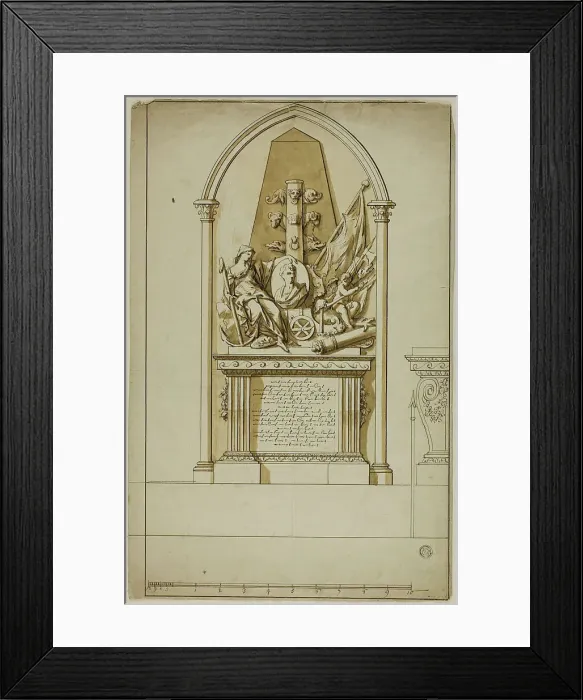 Framed Print : Design for an Unexecuted Funerary Monument for the First Duke of Marlborough, n.d. Creators: John Michael Rysbrack, Sir James Thornhill Framed Print : Design for an Unexecuted Funerary Monument for the First Duke of Marlborough, n.d. Creators: John Michael Rysbrack, Sir James Thornhill
