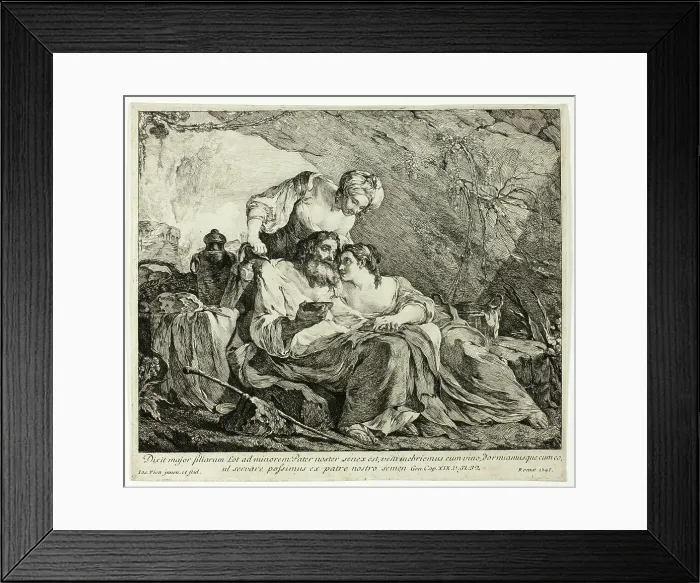 Framed Print : Lot and His Daughters, 1748. Creator: Joseph-Marie Vien the Elder Framed Print : Lot and His Daughters, 1748. Creator: Joseph-Marie Vien the Elder