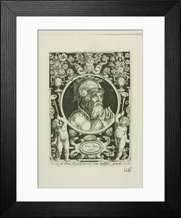 Framed Print : King Arthur, plate eight from The Nine Worthies, 1594. Creator: Nicolaes de Bruyn Framed Print : King Arthur, plate eight from The Nine Worthies, 1594. Creator: Nicolaes de Bruyn