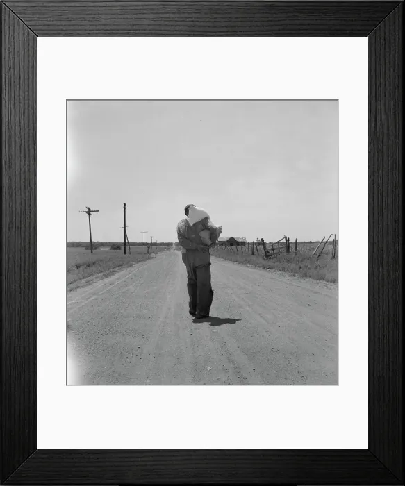 Framed Print : Man going home with relief, near Oil City, Carter County, Oklahoma, 1937. Creator: Dorothea Lange Framed Print : Man going home with relief, near Oil City, Carter County, Oklahoma, 1937. Creator: Dorothea Lange
