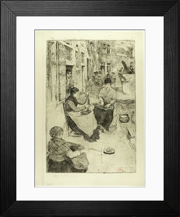 Framed Print : Bead Stringers, 1882. Creator: Otto Henry Bacher Framed Print : Bead Stringers, 1882. Creator: Otto Henry Bacher
