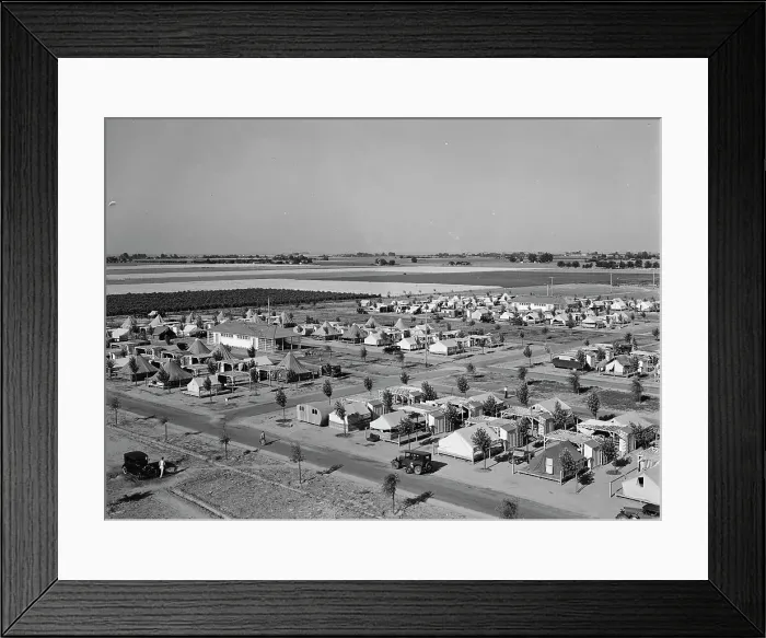 Framed Print : Farm Security Administration camp for migrant agricultural workers at Shafter, California, 1938. Creator: Dorothea Lange Framed Print : Farm Security Administration camp for migrant agricultural workers at Shafter, California, 1938. Creator: Dorothea Lange