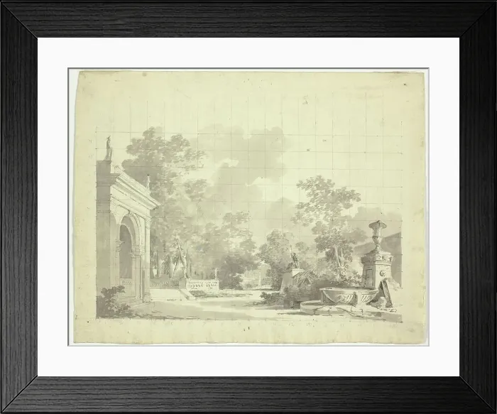 Framed Print : View of the Park at Versailles: Arched Entry to a Terrace, Urns and Ruined Statuary, n.d. Creator: Pierre Antoine Mongin Framed Print : View of the Park at Versailles: Arched Entry to a Terrace, Urns and Ruined Statuary, n.d. Creator: Pierre Antoine Mongin