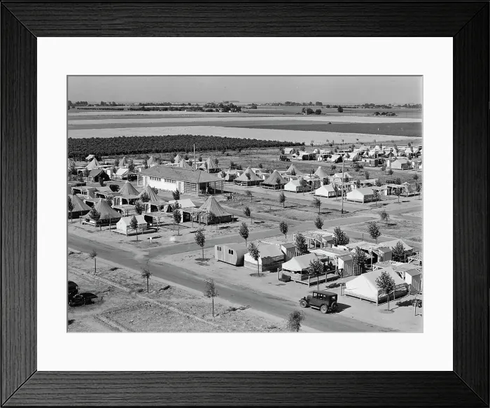 Framed Print : Farm Security Administration camp for migrant agricultural workers at Shafter, California, 1938. Creator: Dorothea Lange Framed Print : Farm Security Administration camp for migrant agricultural workers at Shafter, California, 1938. Creator: Dorothea Lange