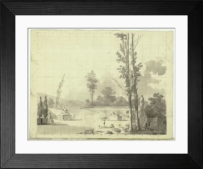 Framed Print : View of the Park at Versailles: Stairway and Two Poplars, n.d. Creator: Pierre Antoine Mongin Framed Print : View of the Park at Versailles: Stairway and Two Poplars, n.d. Creator: Pierre Antoine Mongin