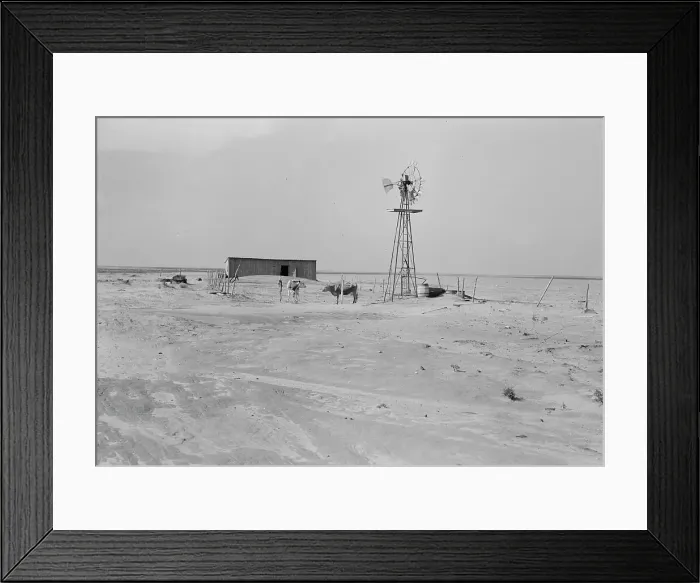 Framed Print : Barn and shed of farm in the Texas Panhandle, near Boise City, Texas, 1938. Creator: Dorothea Lange Framed Print : Barn and shed of farm in the Texas Panhandle, near Boise City, Texas, 1938. Creator: Dorothea Lange