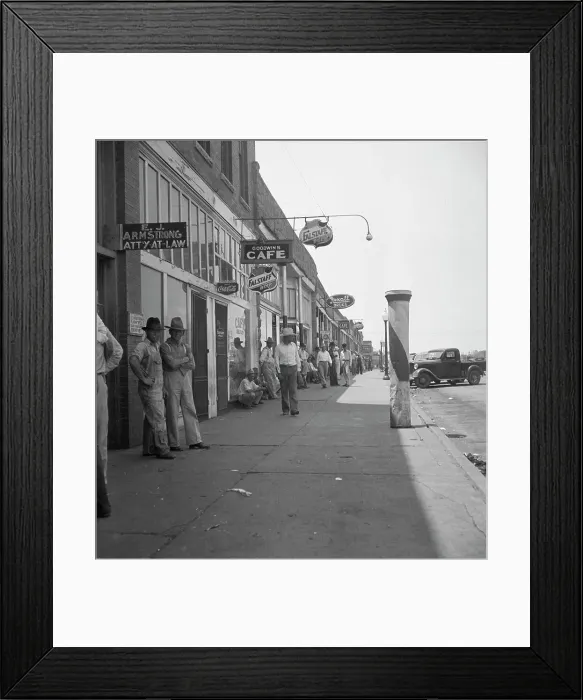 Framed Print : Main street during 1936 drought, Sallisaw, Sequoyah County, Oklahoma, 1936. Creator: Dorothea Lange Framed Print : Main street during 1936 drought, Sallisaw, Sequoyah County, Oklahoma, 1936. Creator: Dorothea Lange