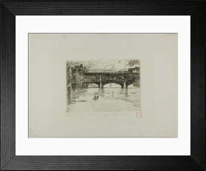 Framed Print : Ponte Vecchio, destroyed plate, 1880. Creator: Otto Henry Bacher Framed Print : Ponte Vecchio, destroyed plate, 1880. Creator: Otto Henry Bacher