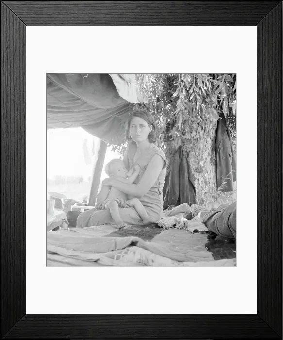 Framed Print : Drought refugees from Oklahoma camping by the roadside, Blythe, California, 1936. Creator: Dorothea Lange Framed Print : Drought refugees from Oklahoma camping by the roadside, Blythe, California, 1936. Creator: Dorothea Lange