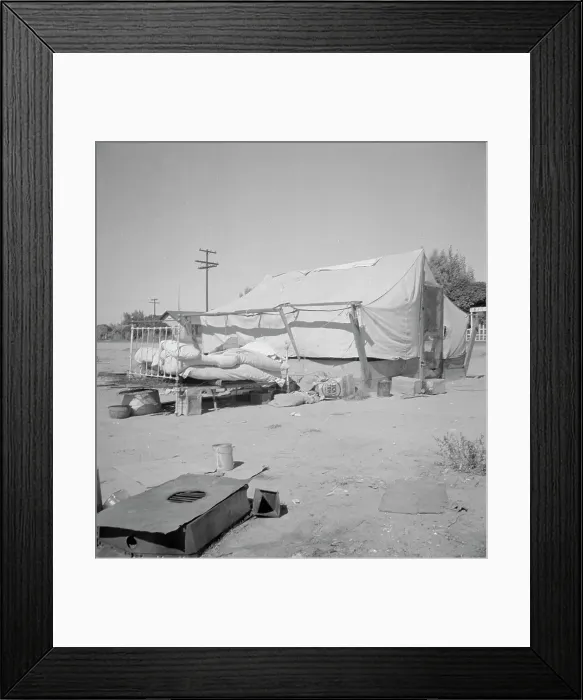 Framed Print : California home of Oklahoma drought refugee, 1936. Creator: Dorothea Lange Framed Print : California home of Oklahoma drought refugee, 1936. Creator: Dorothea Lange