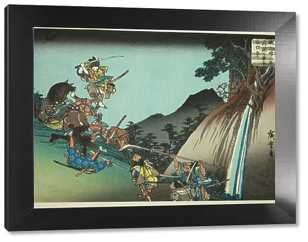 No. 10: Ushiwaka Defeats Sekigahara Yoichi at Keage Mountain Pass (Jukkai, Keage tog... c. 1832 / 34. Creator: Ando Hiroshige)