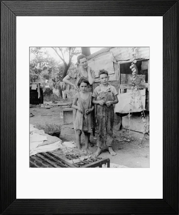 Framed Print : People living in miserable poverty, Elm Grove, Oklahoma County, Oklahoma, 1936. Creator: Dorothea Lange Framed Print : People living in miserable poverty, Elm Grove, Oklahoma County, Oklahoma, 1936. Creator: Dorothea Lange