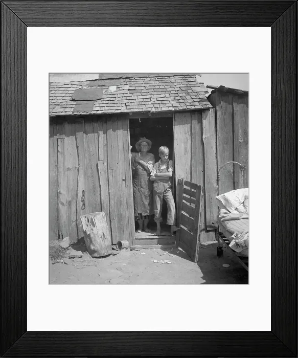 Framed Print : People living in miserable poverty, Elm Grove, Oklahoma County, Oklahoma, 1936. Creator: Dorothea Lange Framed Print : People living in miserable poverty, Elm Grove, Oklahoma County, Oklahoma, 1936. Creator: Dorothea Lange