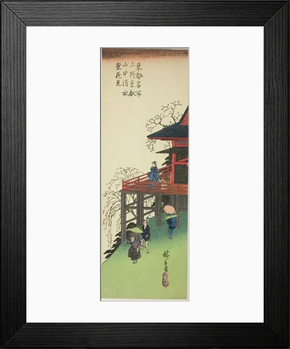 Framed Print : Viewing Cherry Blossoms from Kiyomizu Hall at Toeizan in Ueno (Ueno Toeizan chu... c. 1835 / 44. Creator: Ando Hiroshige) Framed Print : Viewing Cherry Blossoms from Kiyomizu Hall at Toeizan in Ueno (Ueno Toeizan chu... c. 1835 / 44. Creator: Ando Hiroshige)