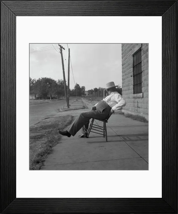 Framed Print : The sheriff of McAlester, Oklahoma, sitting in front of the jail, 1936. Creator: Dorothea Lange Framed Print : The sheriff of McAlester, Oklahoma, sitting in front of the jail, 1936. Creator: Dorothea Lange