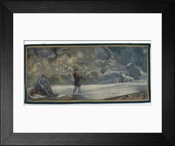 Framed Print : Cornelius Vanderbilt Fishing, English, 1882. Creators: John Evan Hodgson, The Royal Windsor Manufactory Framed Print : Cornelius Vanderbilt Fishing, English, 1882. Creators: John Evan Hodgson, The Royal Windsor Manufactory