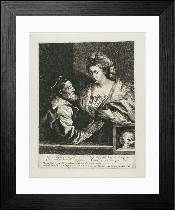 Framed Print : Titian and His Mistress, c. 1620. Creator: Lucas Vorsterman