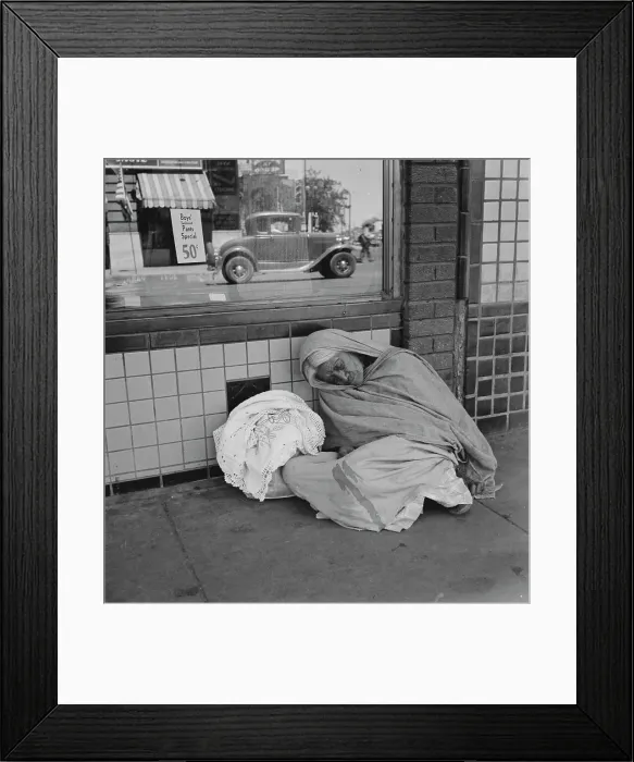 Framed Print : She awaits the international streetcar at a corner in El Paso, Texas to return across... 1938. Creator: Dorothea Lange Framed Print : She awaits the international streetcar at a corner in El Paso, Texas to return across... 1938. Creator: Dorothea Lange